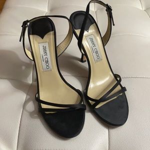 Black satin. Great condition sandals.